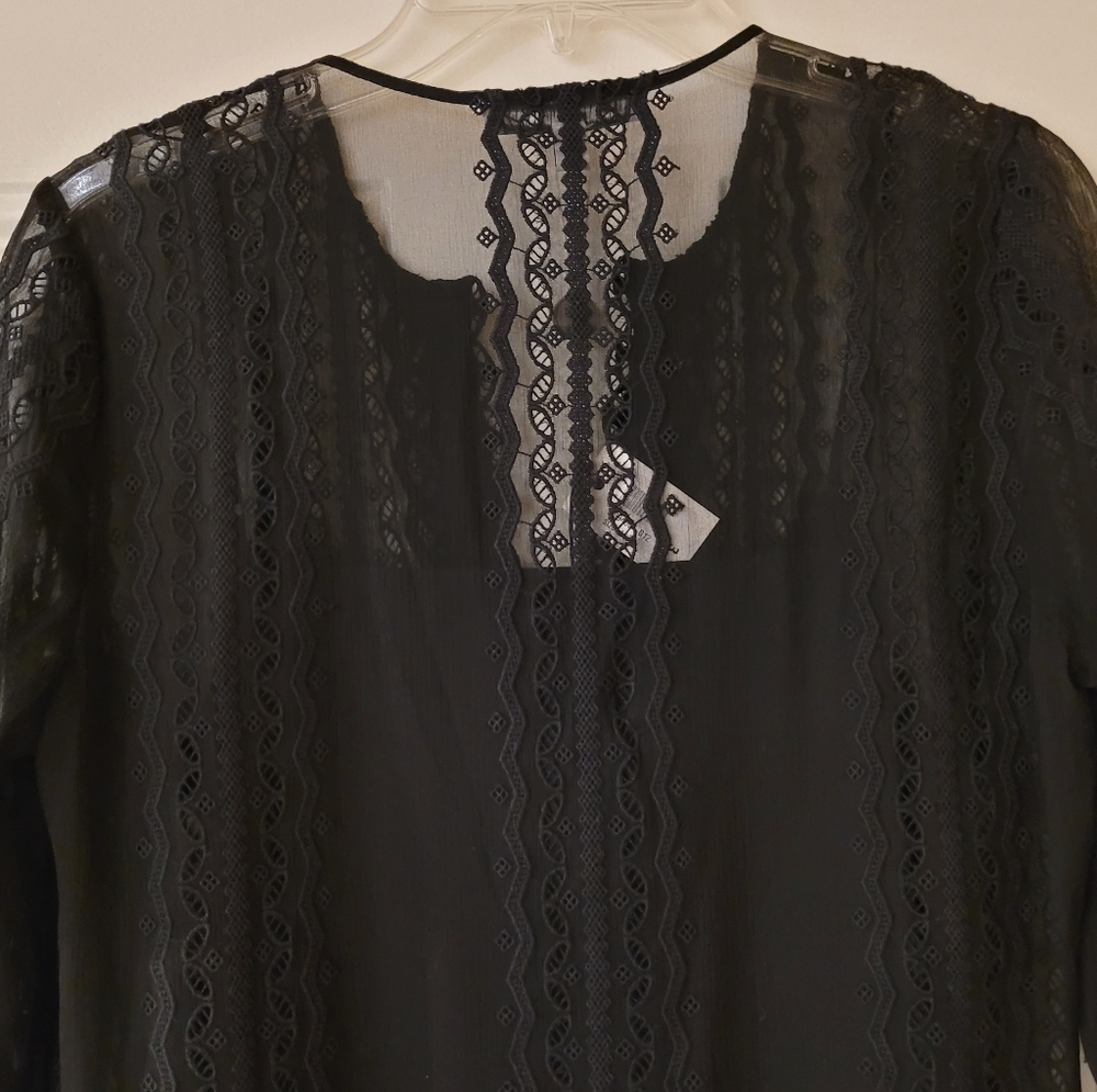 Elizabeth & James Black Embroidered Silk Georgette Mia Maxi Dress - Picture 10 of 11